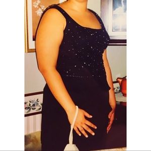 Black formal gown with beading